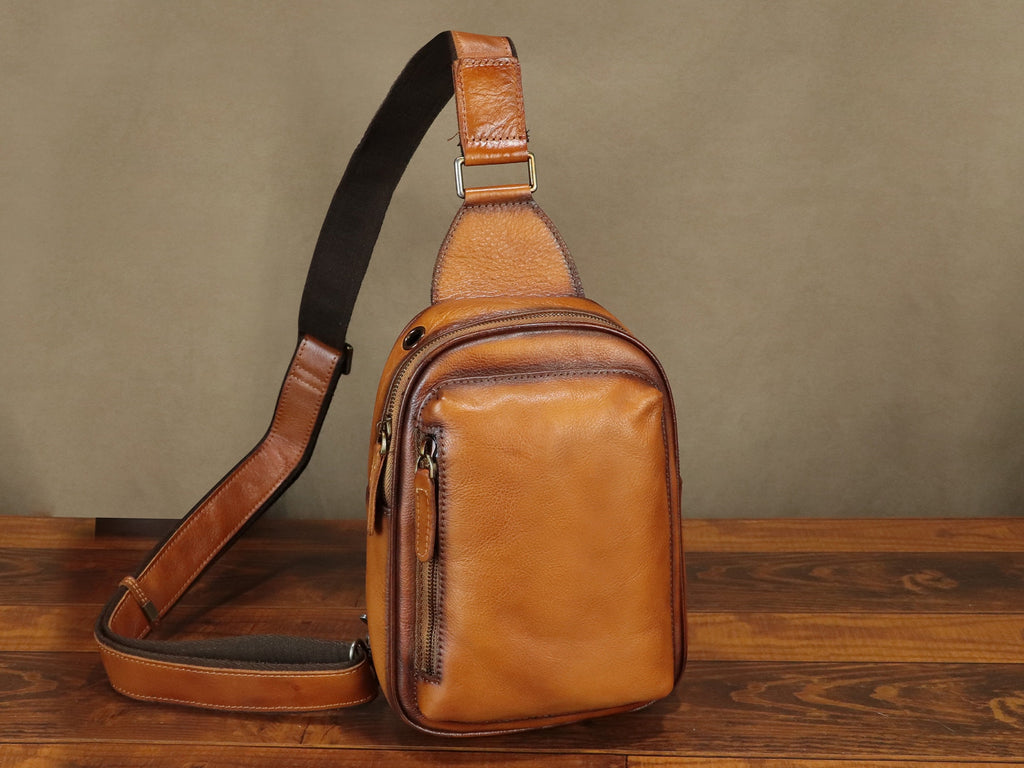 Leather Sling Bag Large Crossbody Shoulder Backpack