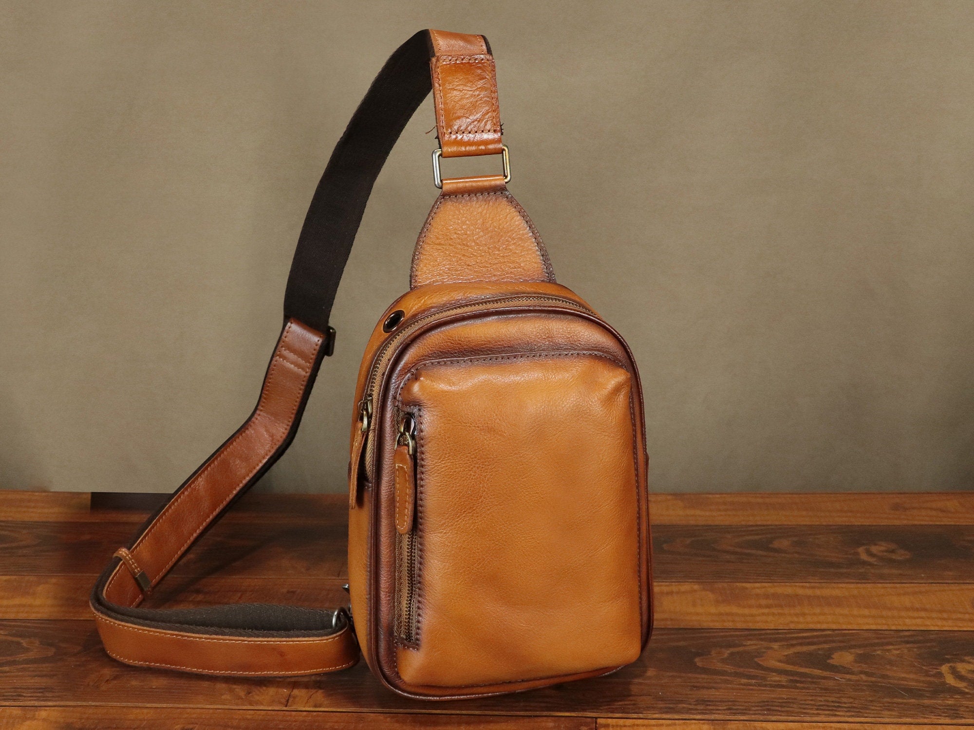 Leather Sling Bag Large Crossbody Shoulder Backpack