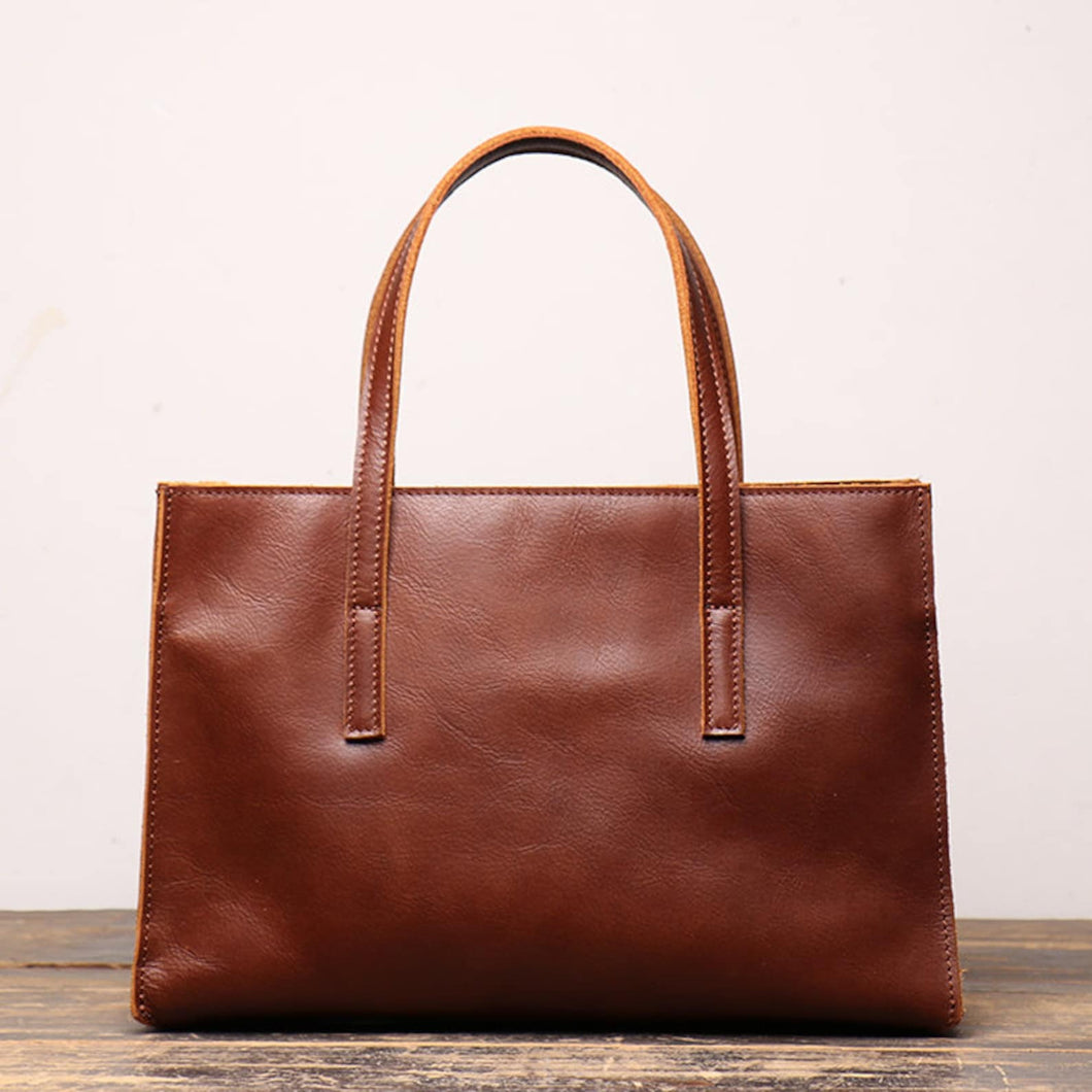 Full Grain Leather Handcrafted Large Minimalist Leather Tote Bag