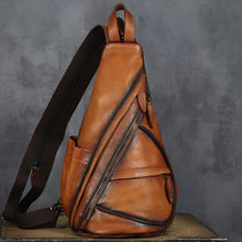 Load image into Gallery viewer, Retro Leather Sling Bag Casual Shoulder Crossbody Convertible Backpack
