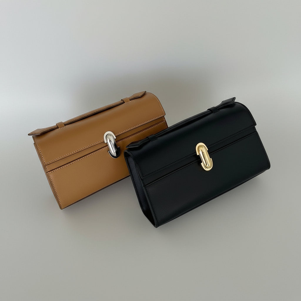 Elegant Luxury Leather Clutch Small Handbag Top leather Evening Handle Bag