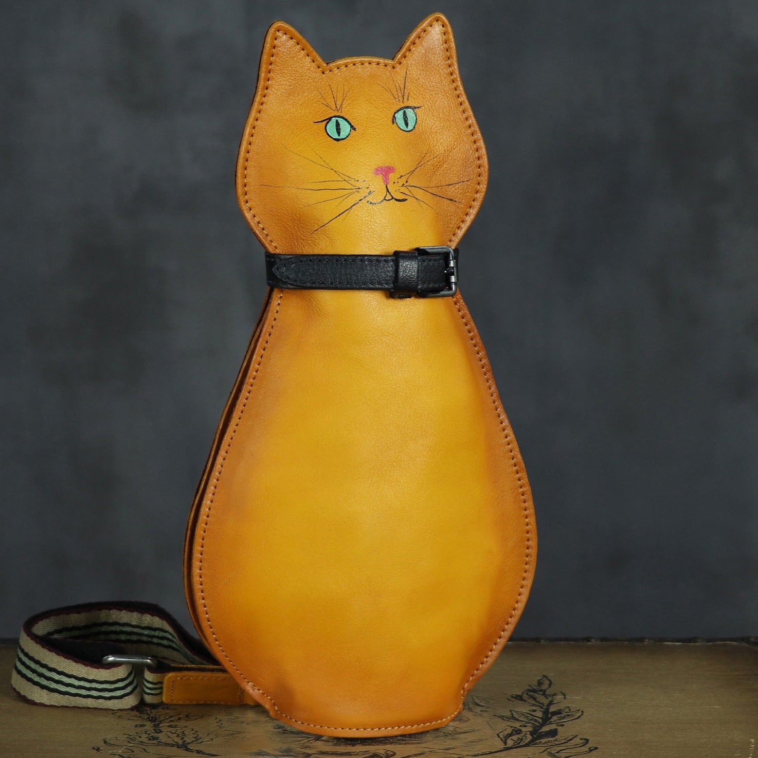 Lovely Cat Leather Sling Bag Crossbody Backpack