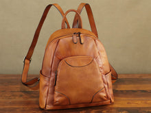Load image into Gallery viewer, Vintage Handmade Rucksack Leather Backpack College Bag
