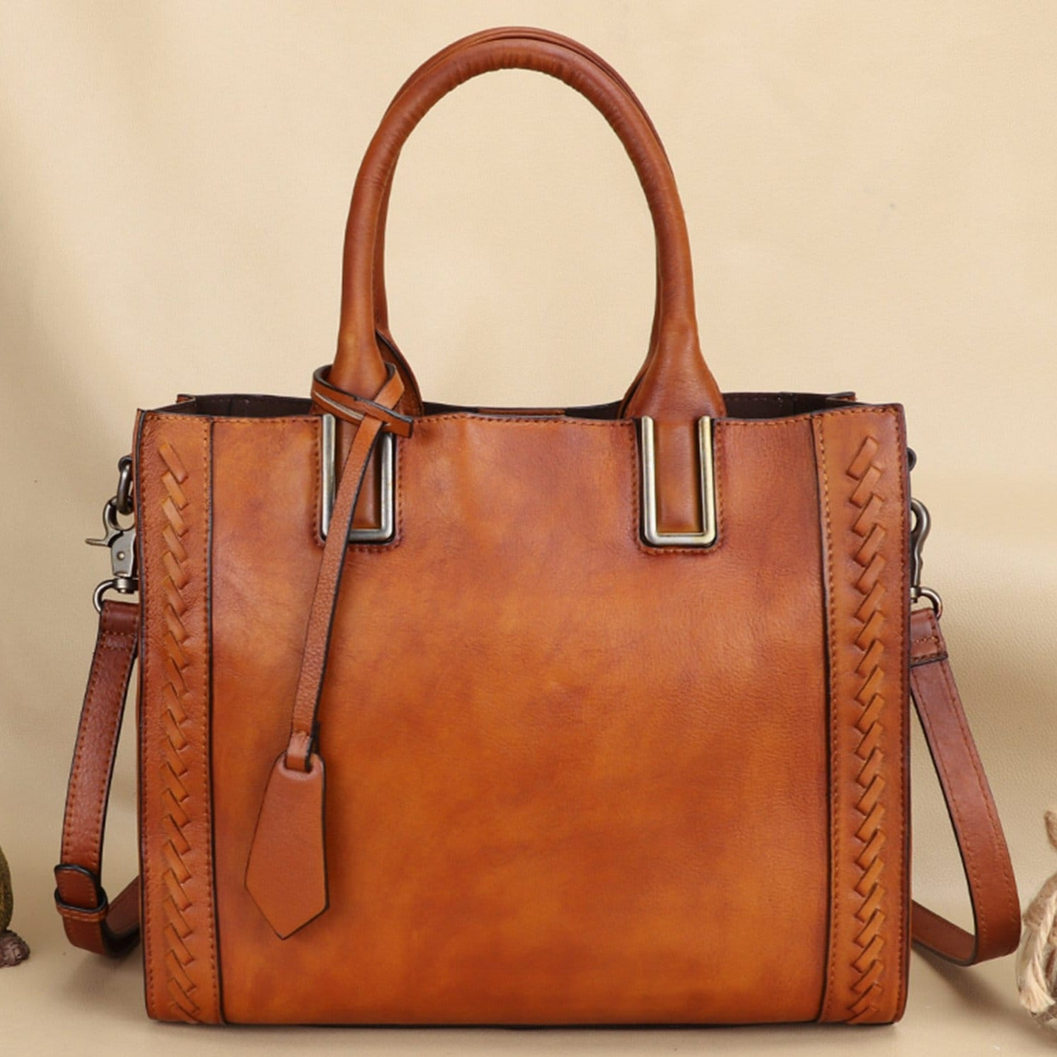 Leather Satchel Handbag Women Vintage Handmade Shoulder Crossbody Bag Purse