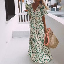 Load image into Gallery viewer, Green V-neck Floral Maxi Dress

