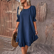 Load image into Gallery viewer, Navy Ruffled Short Sleeve Mini Dress
