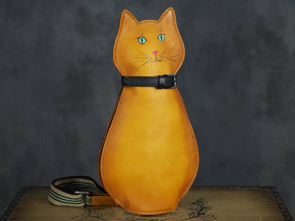 Lovely Cat Leather Sling Bag Crossbody Backpack