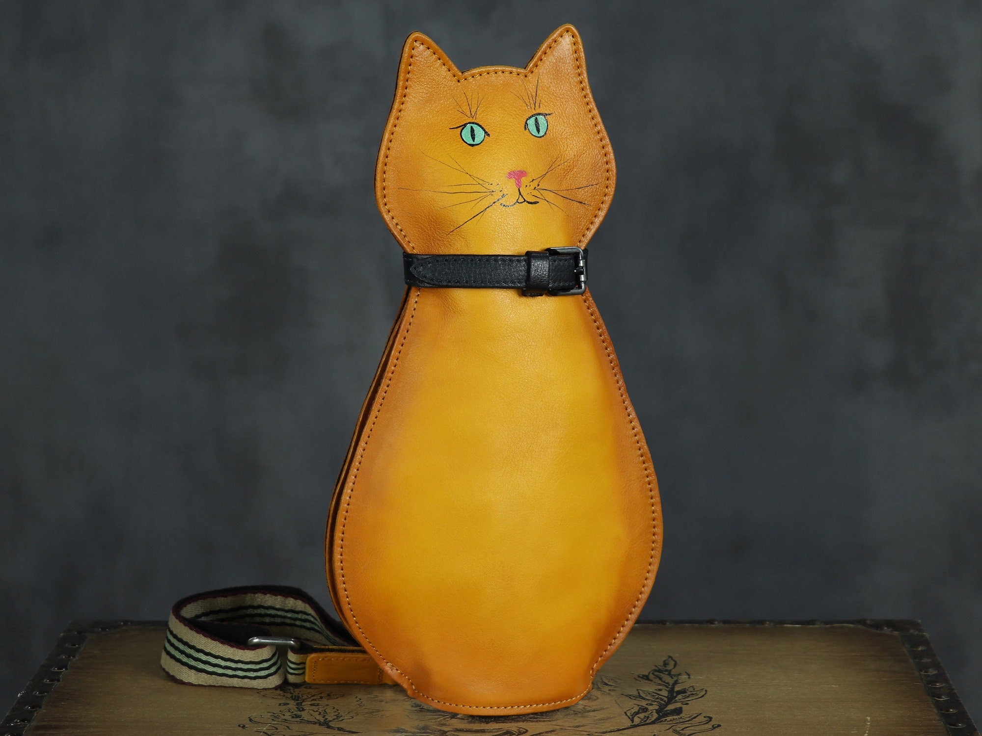 Lovely Cat Leather Sling Bag Crossbody Backpack