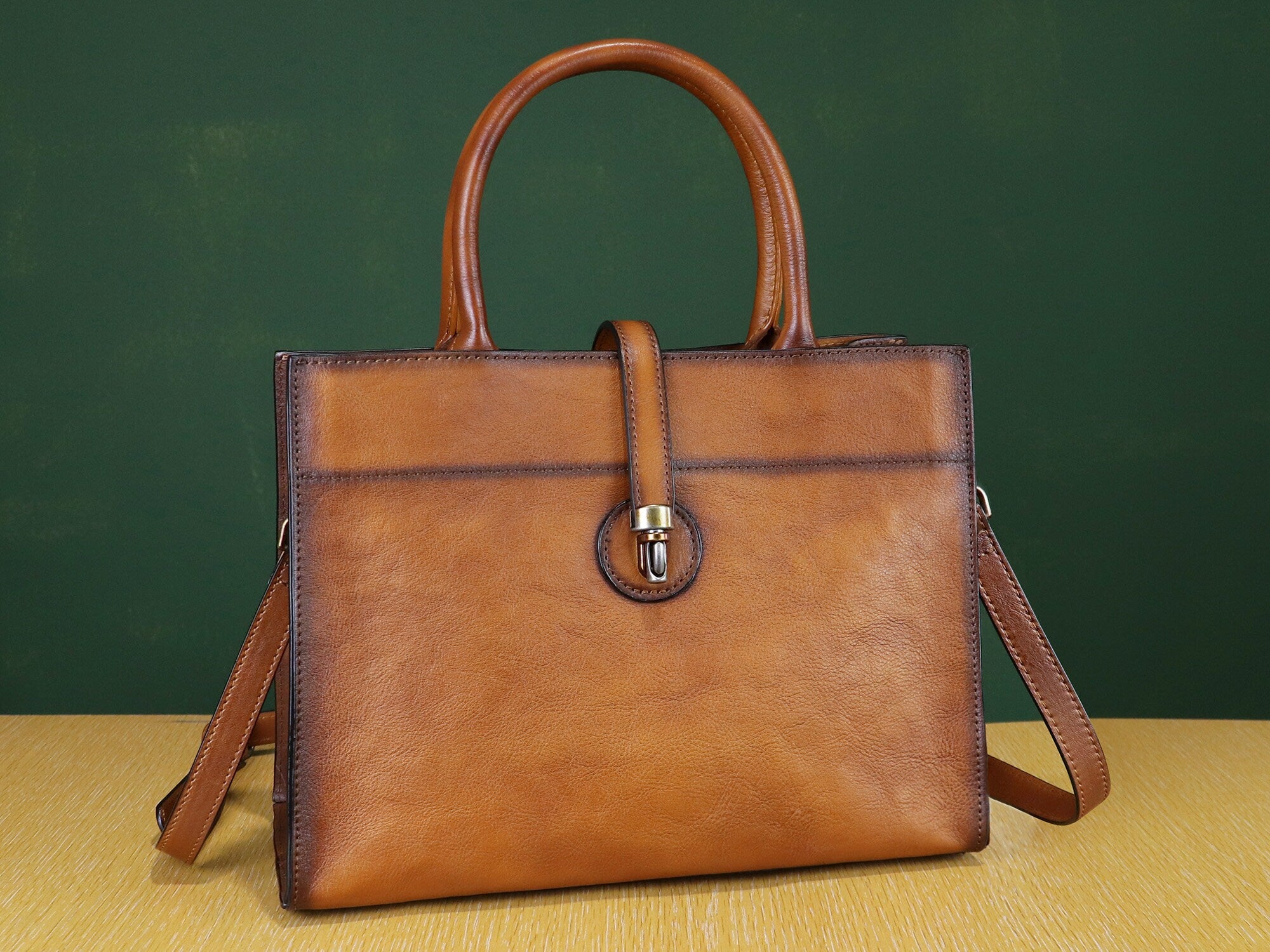 Vintage Leather Handbag Shoulder Bag Handmade Crossbody Satchel Tote