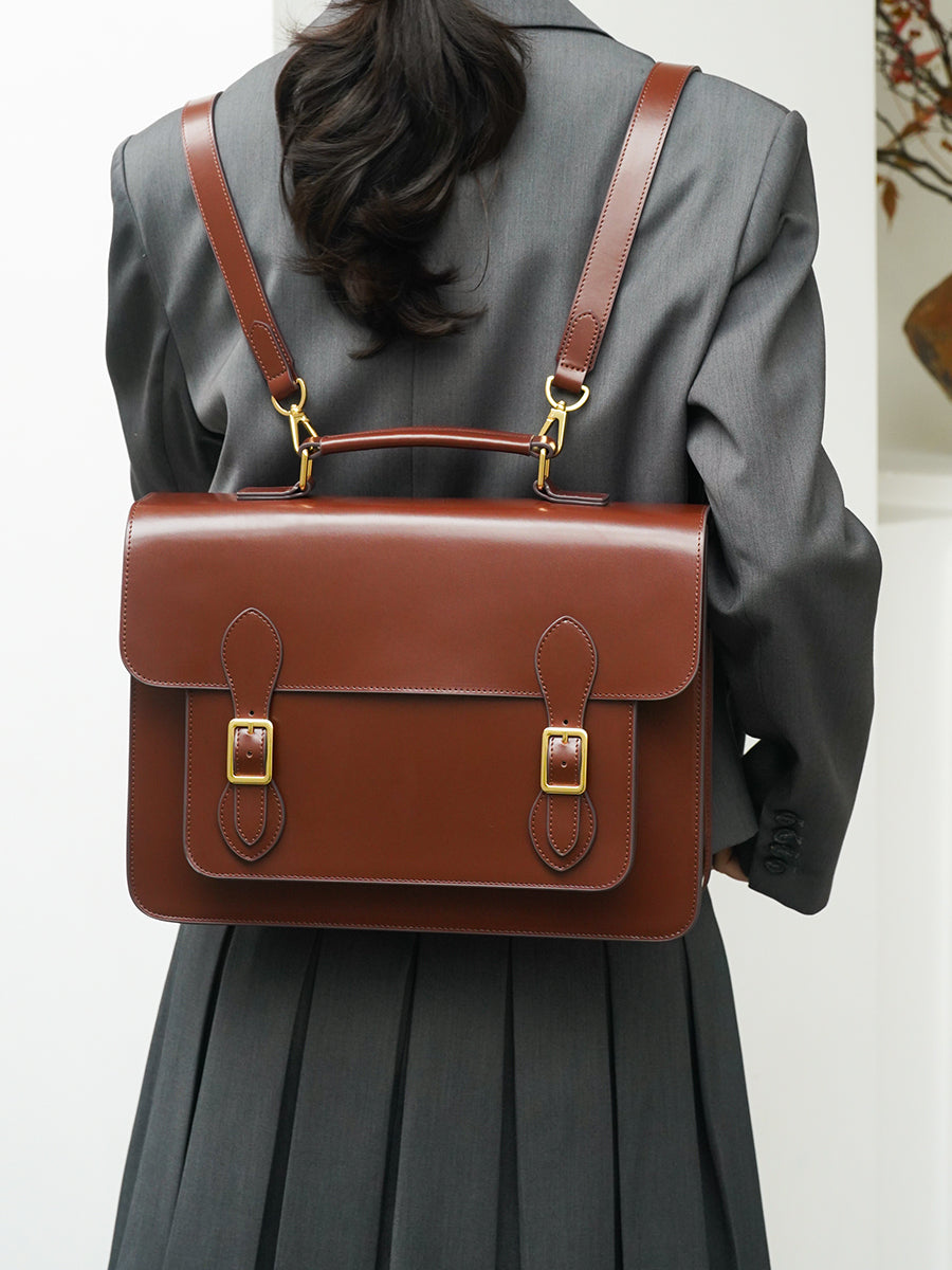 Classic Convertible Leather Backpack School Bag Satchel Briefcase Handbag