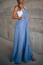 Load image into Gallery viewer, Strappy Wide Leg Denim Pants Overall
