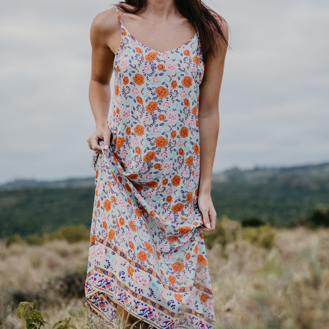 Pink Straps Floral Mini Dress