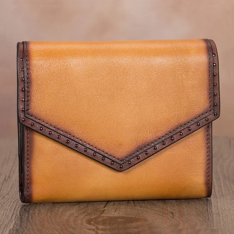 Leather Trifold Wallet with Coin Pocket and Card Holder for Women