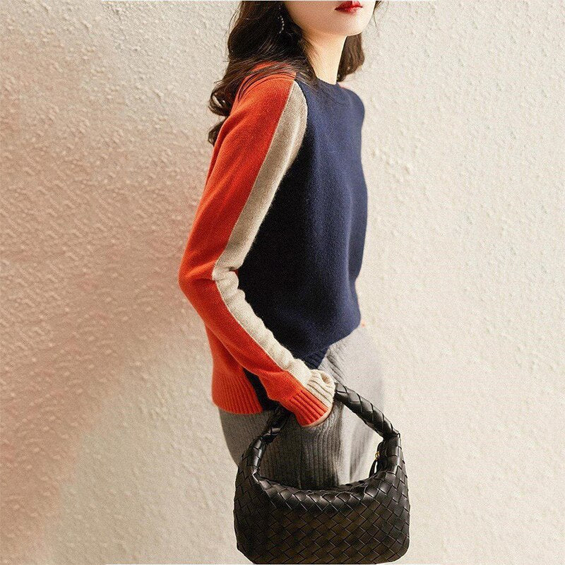Color Block Long Sleeves Pullover Sweater