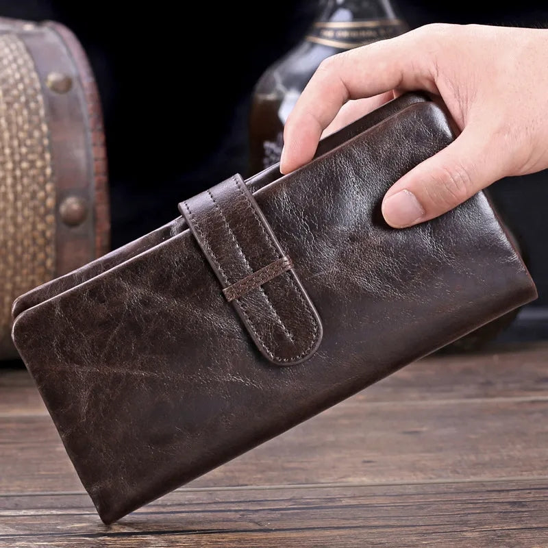 Handmade Full Grain Leather Long Wallet Purse