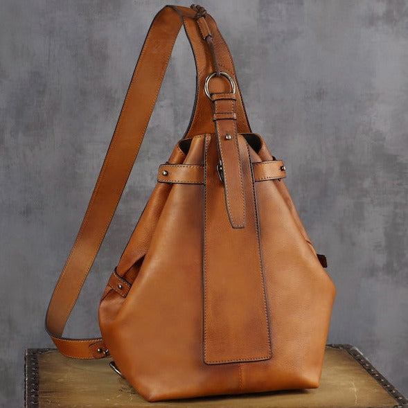 Unique Leather Sling Bag Crossbody Chest Backpack