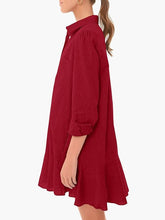 Load image into Gallery viewer, Simple Collar Buttons Down Ruffled Mini Dress
