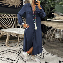 Load image into Gallery viewer, Casual Solid Turndown Collar Irregular Dress
