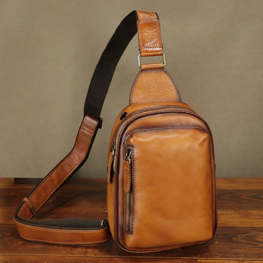 Leather Sling Bag Large Crossbody Shoulder Backpack