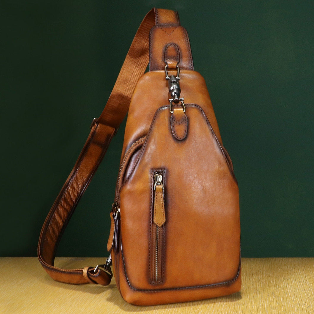 Retro Shoulder Backpack Vintage Chest Purse Leather Sling Bag