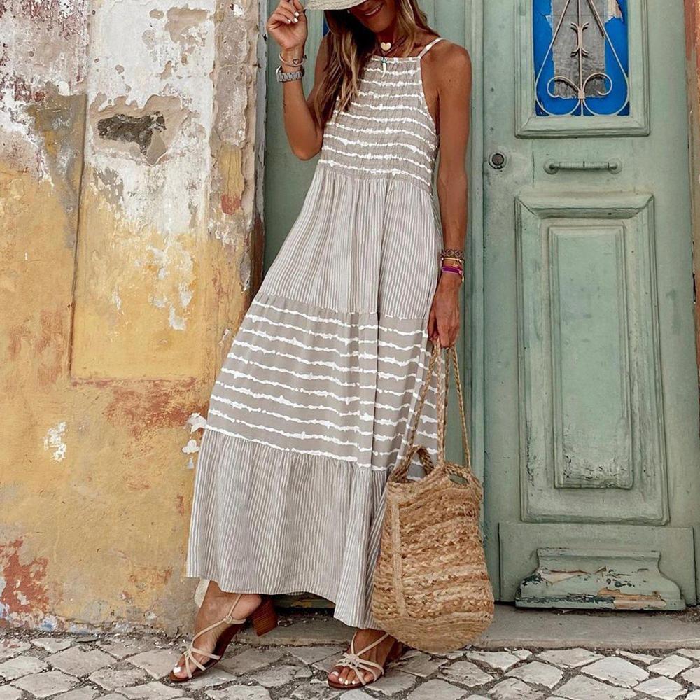 Striped Tiered Maxi Dress