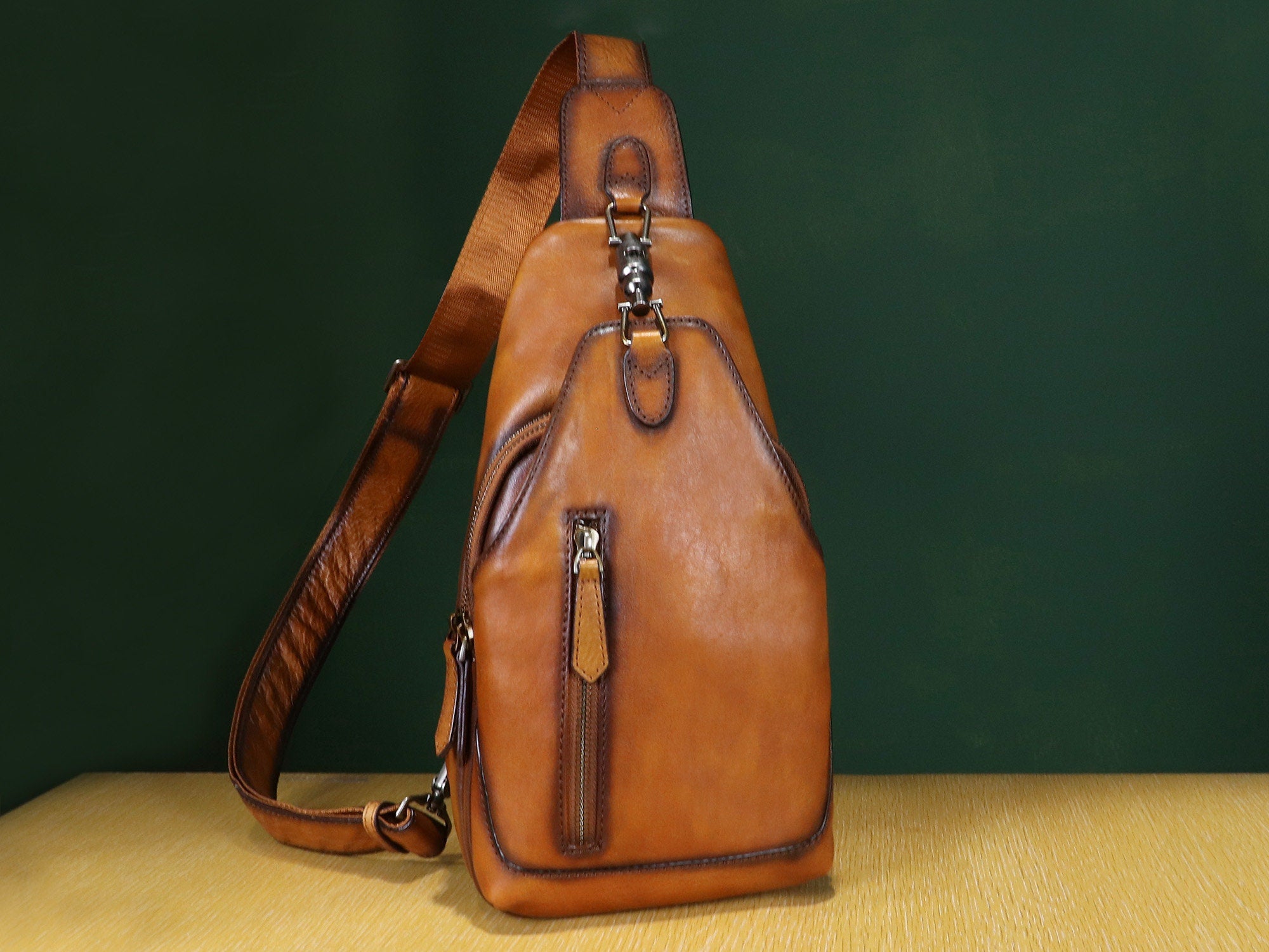 Retro Shoulder Backpack Vintage Chest Purse Leather Sling Bag