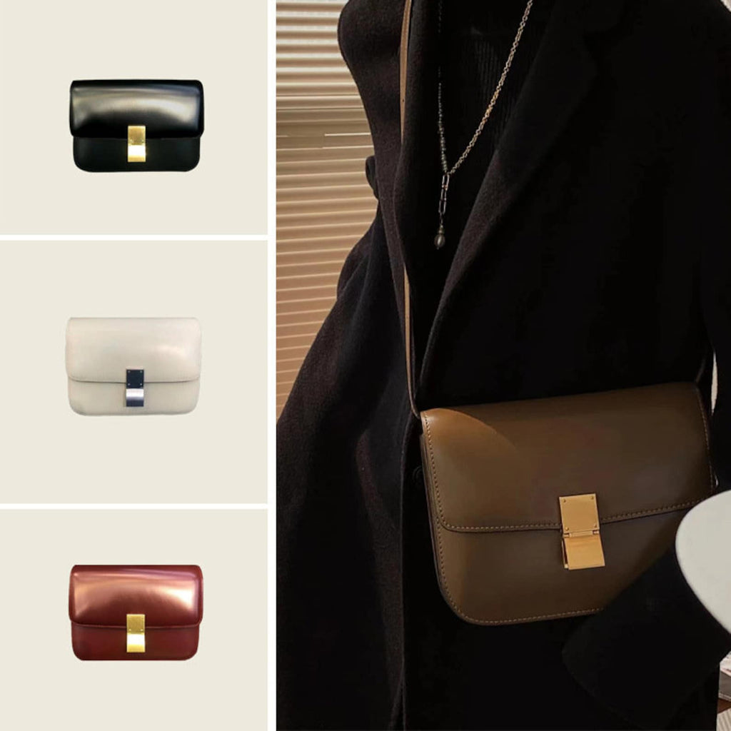 Genuine Leather Minimal Box Crossbody Bag Women Handbag