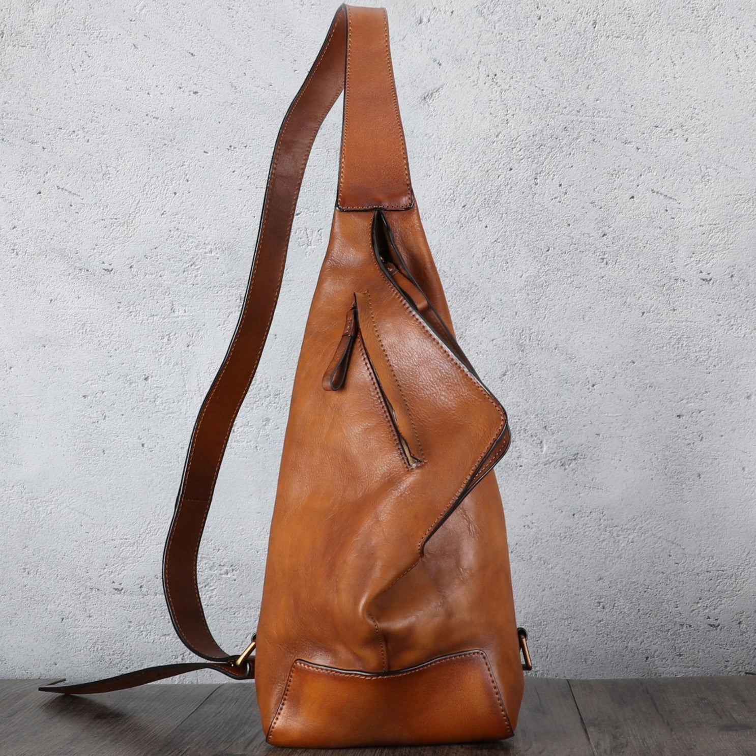 Casual Vintage Handmade Sling Leather Bag Chest Shoulder Backpack