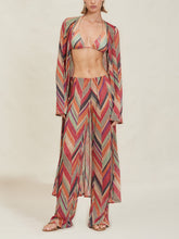 Load image into Gallery viewer, Geometric Print Long Sleeve Resort Midi Dress with Pants
