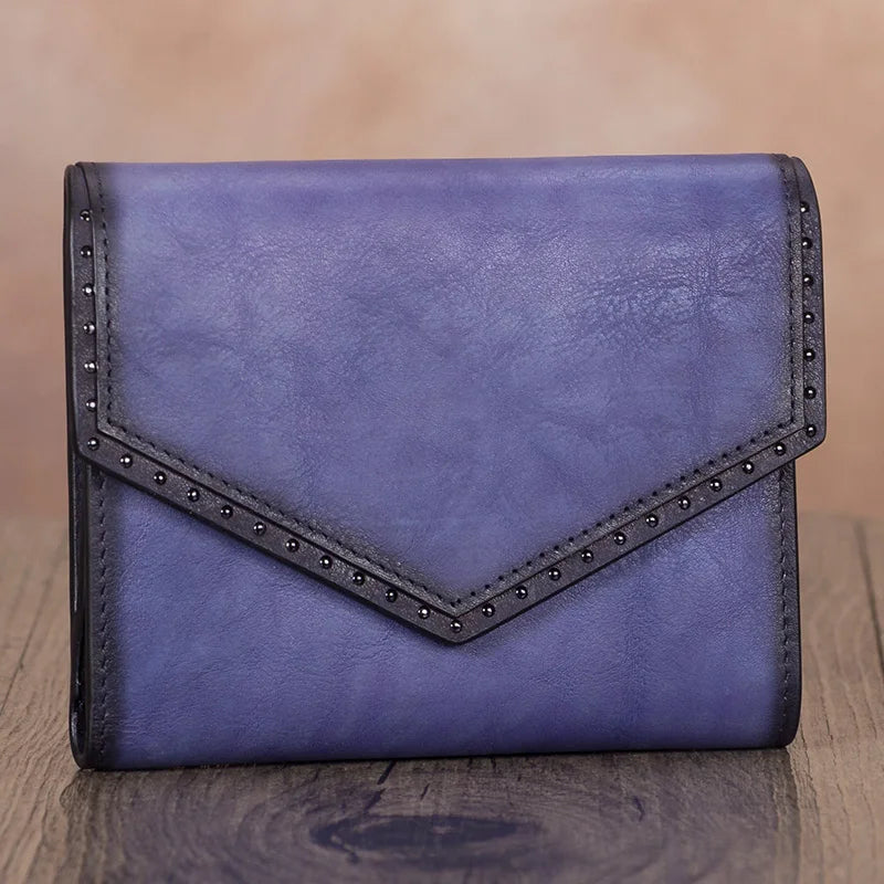 Leather Trifold Wallet with Coin Pocket and Card Holder for Women