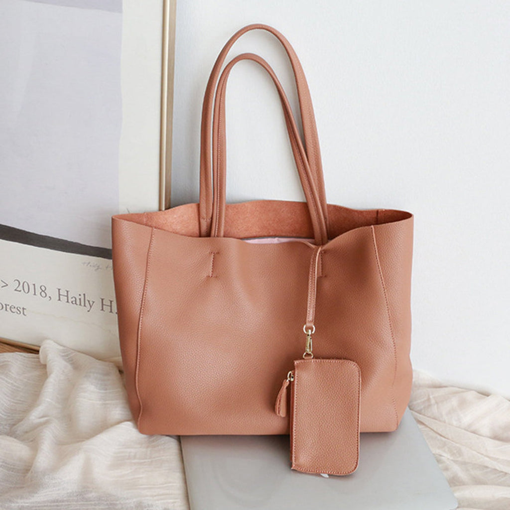Coral Pink Handcrafted Leather Tote Bag