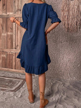 Load image into Gallery viewer, Navy Ruffled Short Sleeve Mini Dress
