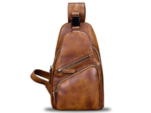 Load image into Gallery viewer, Leather Sling Bag Crossbody Purse Handmade Retro Shoulder Backpack
