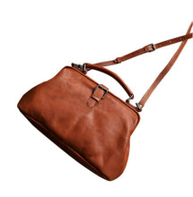 Load image into Gallery viewer, Tan Doctor Bag Leather Handbag Crossbody Purse For Women

