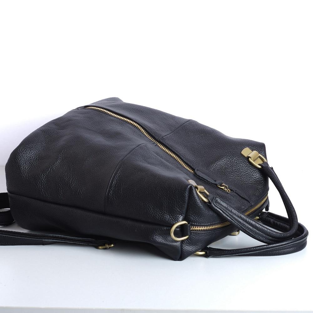 Black Women Large Capacity Soft Handle Leather Backpack