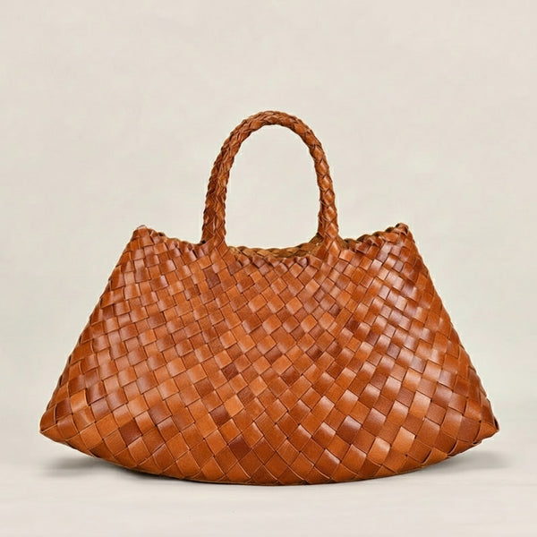 Retro Handmade Woven Leather Handbag Tote Purse