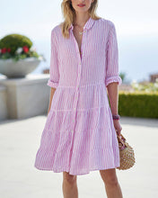 Load image into Gallery viewer, Pink Striped Linen Shirt Mini Dress
