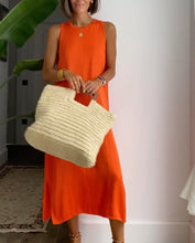 Load image into Gallery viewer, Simple Orange Sleeveless Plain Midi Dress
