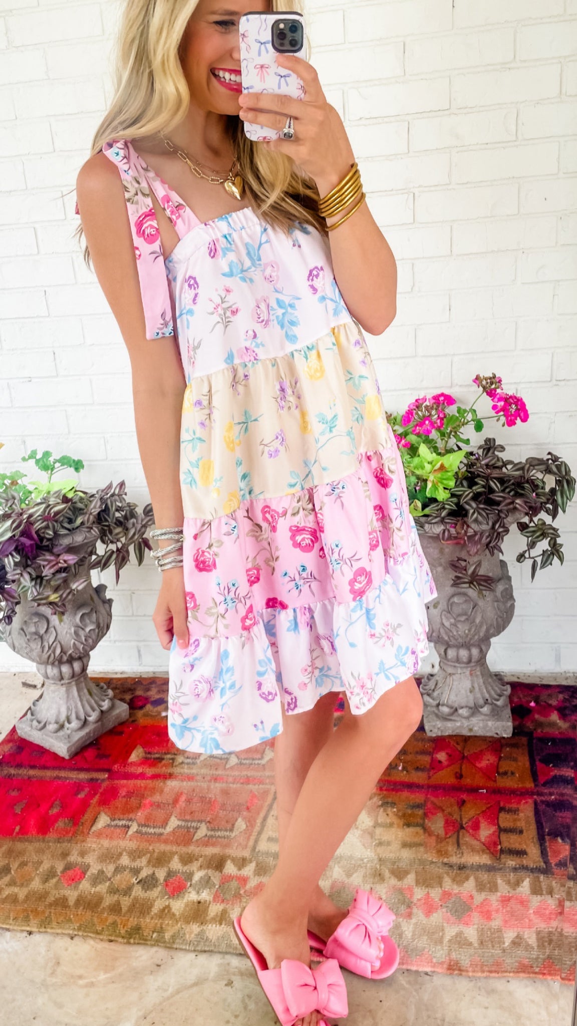 Colorblock Multi Floral Print Straps Mini Dress