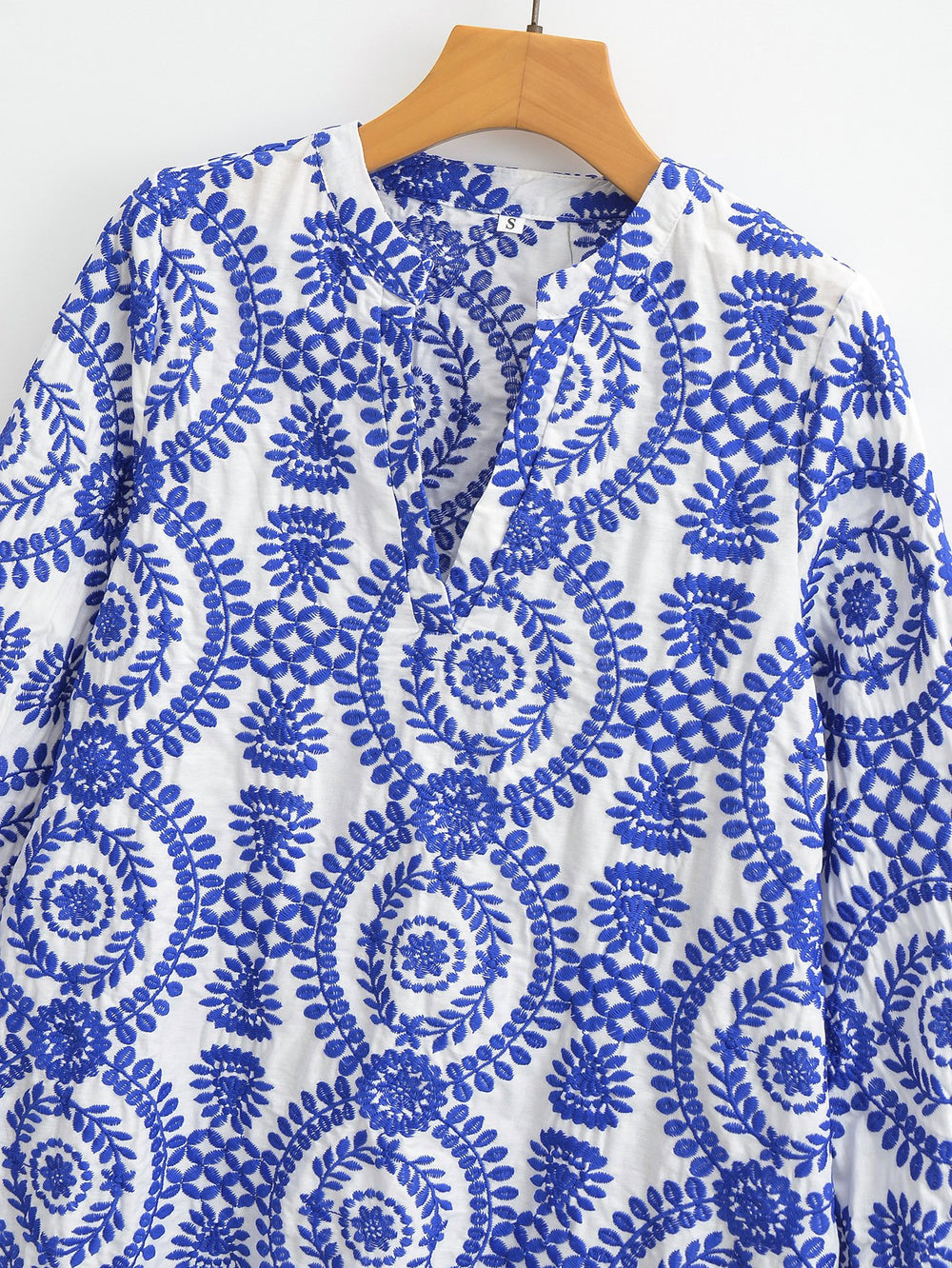 Long Sleeve Embroidered Hollow Out Mini Dress