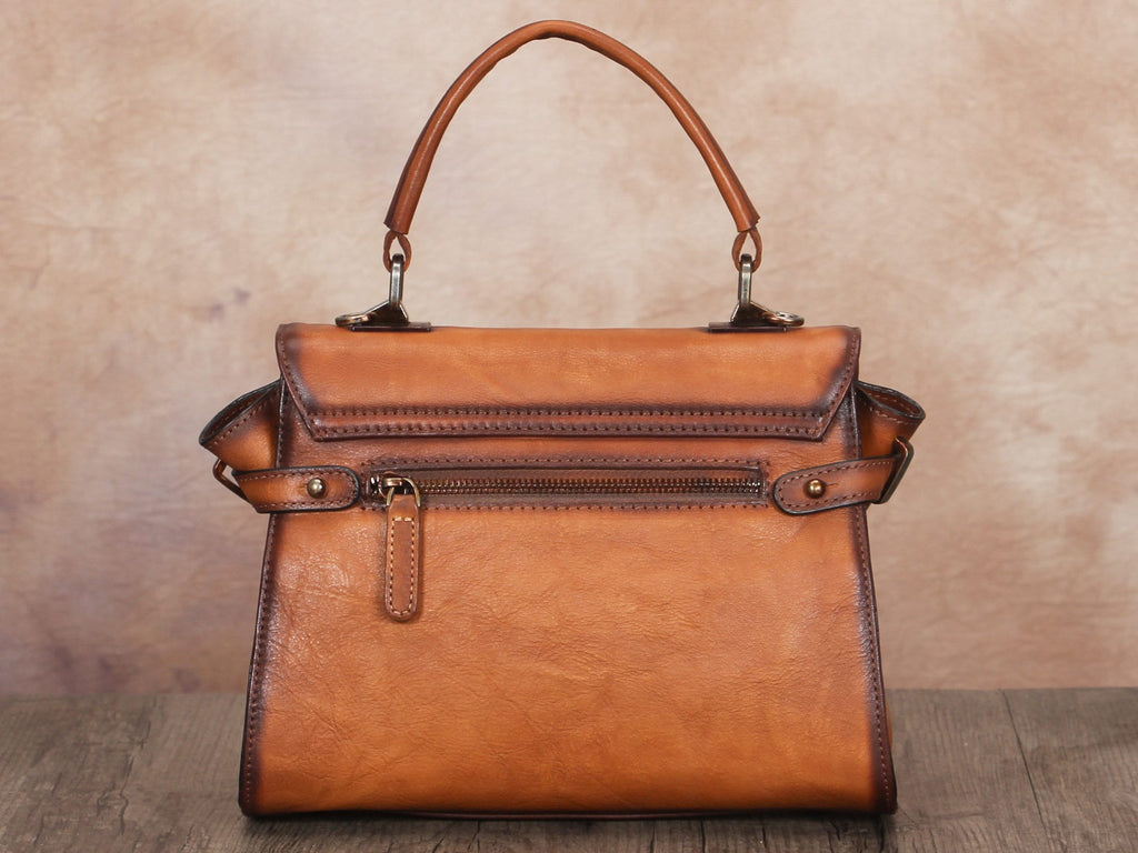 Leather Satchel Crossbody Bag Women Handmade Vintage Handle Handbag Purse