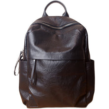 Load image into Gallery viewer, Simple Large Black Leather Backpack Bag
