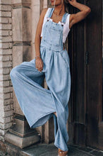 Load image into Gallery viewer, Strappy Wide Leg Denim Pants Overall
