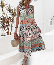 Load image into Gallery viewer, Unique Floral Print Sleeveless Midi Dress

