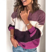 Load image into Gallery viewer, Round Neck Stripped Long Sleeve Sweater
