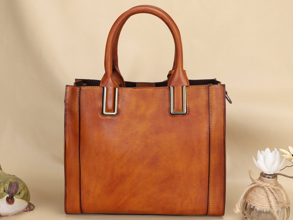 Leather Satchel Handbag Women Vintage Handmade Shoulder Crossbody Bag Purse