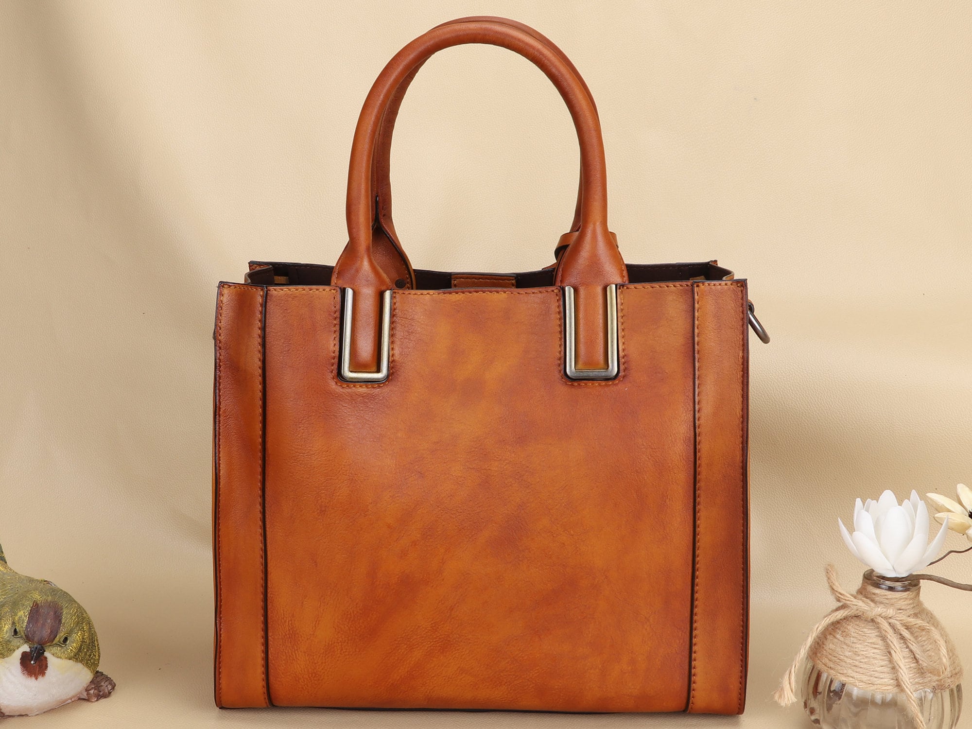 Leather Satchel Handbag Women Vintage Handmade Shoulder Crossbody Bag Purse