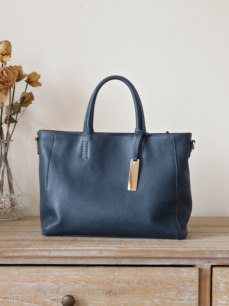 Large Full Grain Leather Tote Handbag