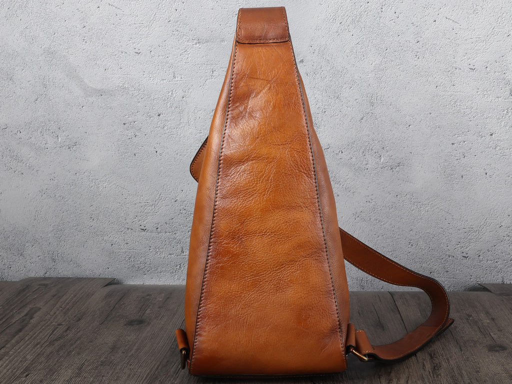 Casual Vintage Handmade Sling Leather Bag Chest Shoulder Backpack