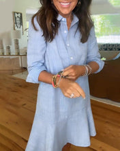 Load image into Gallery viewer, Simple Collar Buttons Down Ruffled Mini Dress
